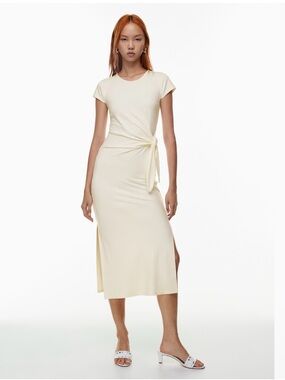 Aritzia Wilfred Cream Front Tie Fortune Midi Dress NWT Small